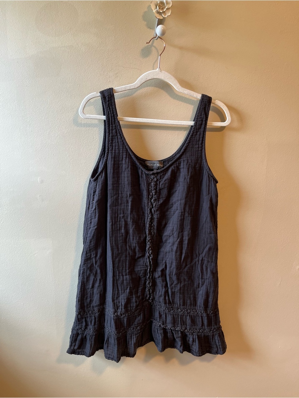 Michael Stars crinkle gauze mini tunic dress small in black